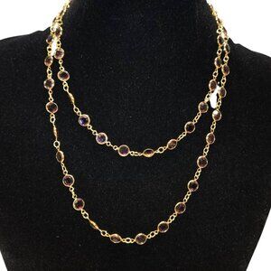 Beautiful Purple Swarovski Crystal Gold Filled Necklace 30" Long swan logo